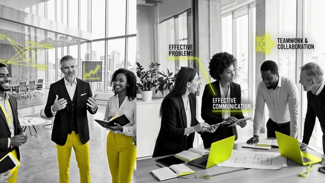 Video piece from the leadership campaign: black-and-white photography with strokes of neon yellow.