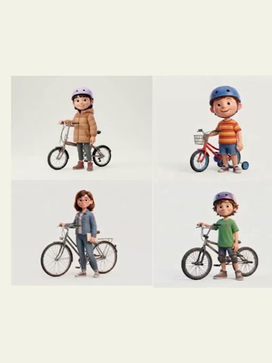 Personajes infantiles en bicicleta de la serie BiciLlums junto a una captura real de su perfil de Instagram con los capítulos publicados.